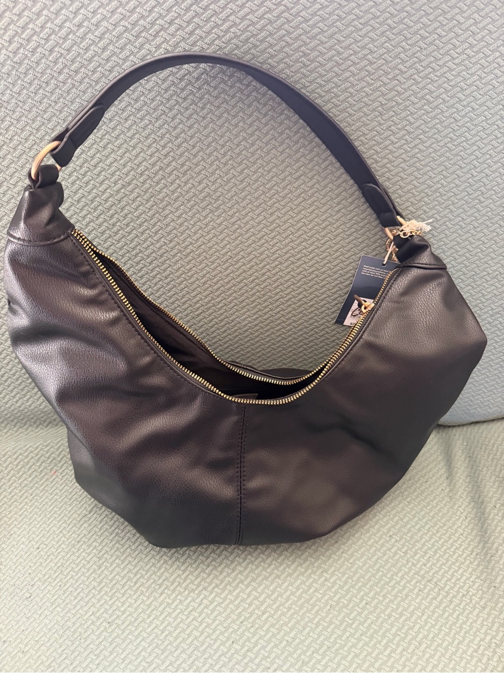 Universal Thread Black Leather Hobo Bag with Gold Hardware